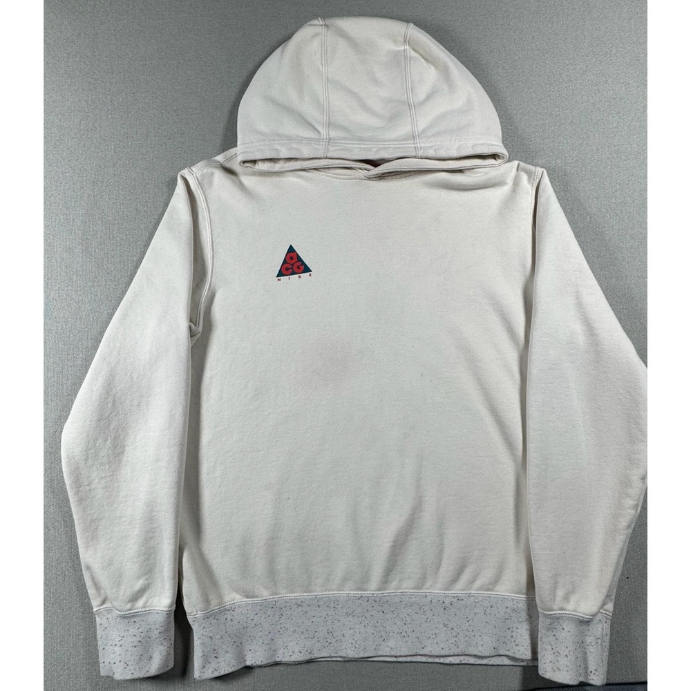 Nike ACG Hoodie Mens Medium‎ White Pullover Speckle Hem Sweatshirt AT5500-258